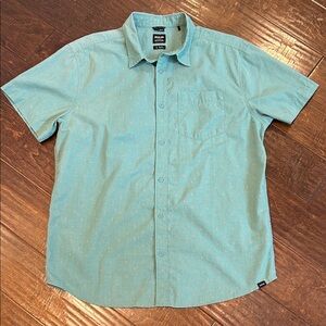 Prana Men's Aqua Short Sleeve Button Down Shirt